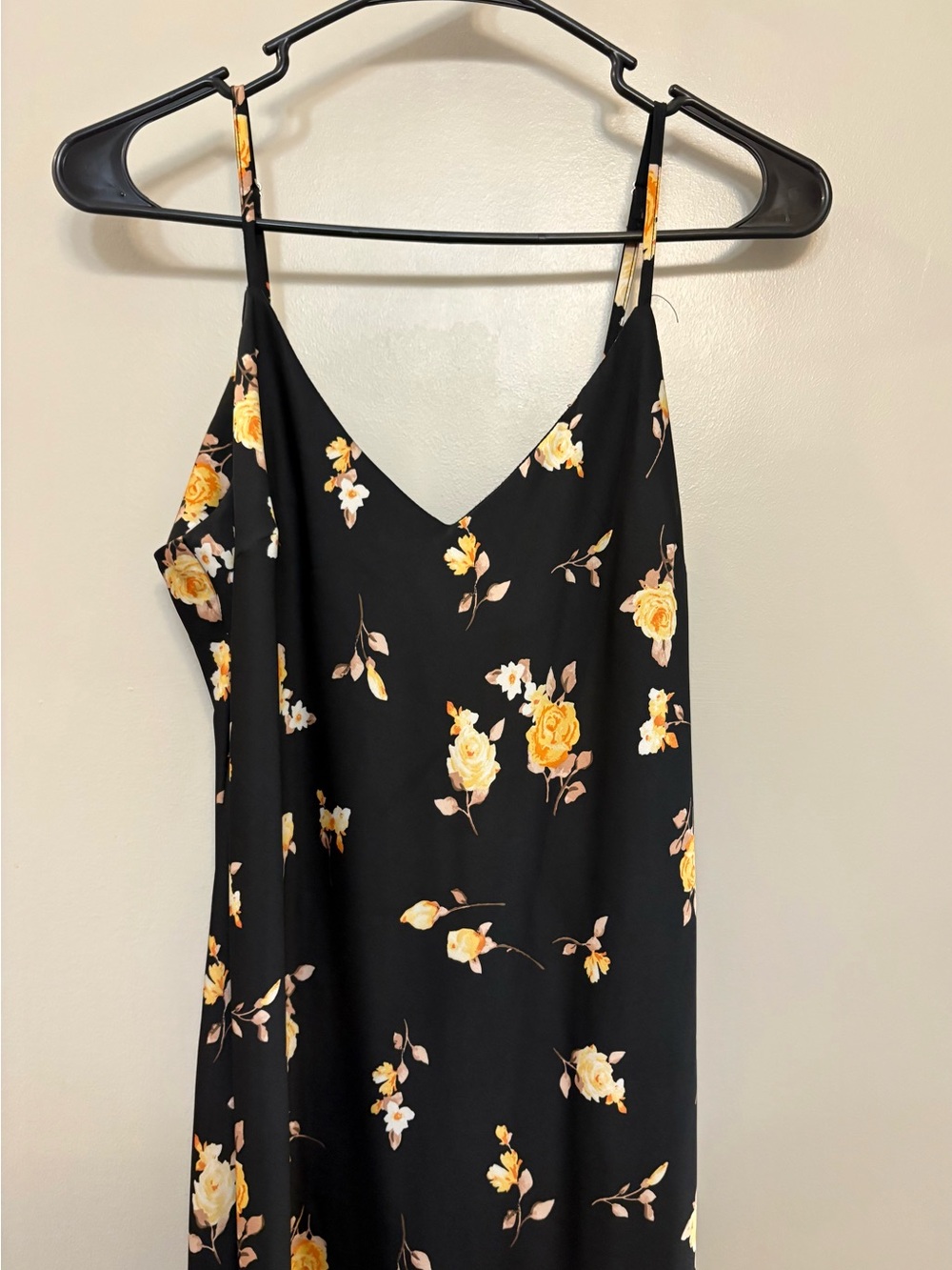 Forever 21 Black Floral Slip Dress Size L